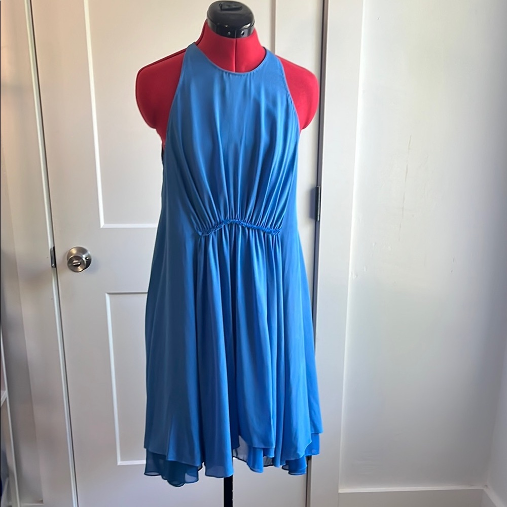 3.1 Phillip Lim Elegant Blue Pleated Halter Dress
